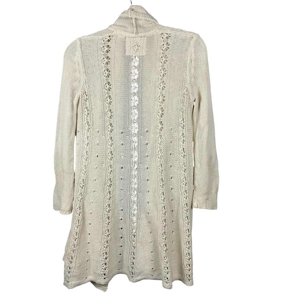 Angel of the North Anthropologie Open Front Cardigan Sweater Romantic Ivory XS - Picture 7 of 13